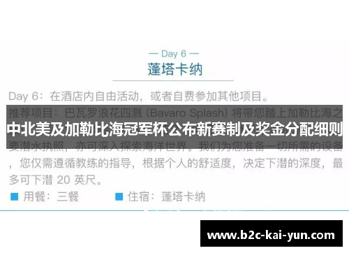 中北美及加勒比海冠军杯公布新赛制及奖金分配细则